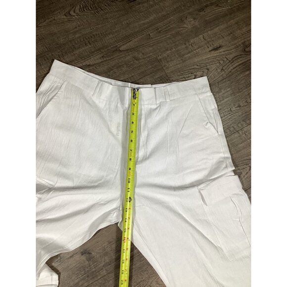 Ouku Mens White 100% Cotton Cargo Pants Size XL Summer Vibes Casual Beach NWT - Picture 9 of 11